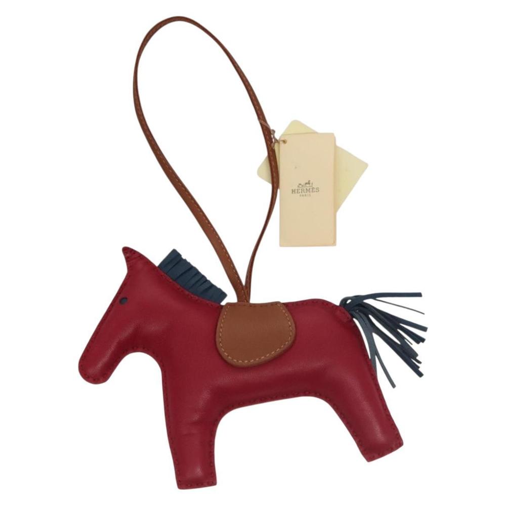 HERMES Rodeo MM Bag Charm Leather Wine Red Auth 135936